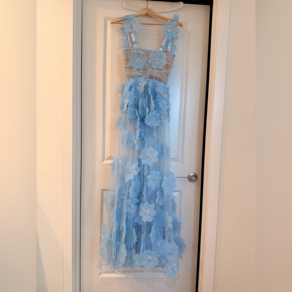 NWOT BRONX AND BANCO Rosalie Powder Blue Gown, wedding guest max dress - Picture 13 of 16